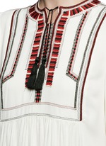 Detail View -Click To Enlarge 'Clara' tassel tie ethnic embroidery crepe dress