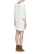 Back View -Click To Enlarge 'Clara' tassel tie ethnic embroidery crepe dress