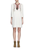 Main View -Click To Enlarge 'Clara' tassel tie ethnic embroidery crepe dress