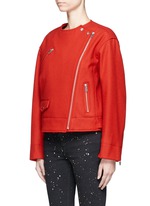Front View -Click To Enlarge 'Esther' felted virgin wool-cashmere biker jacket