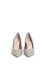 Front View -Click To Enlarge 'Orella' suede trim leather pumps