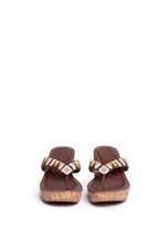 Front View -Click To Enlarge 'Rosa' beaded cork wedge sandals