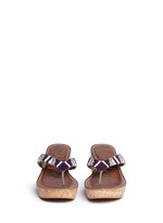 Front View -Click To Enlarge 'Rosa' beaded cork wedge sandals