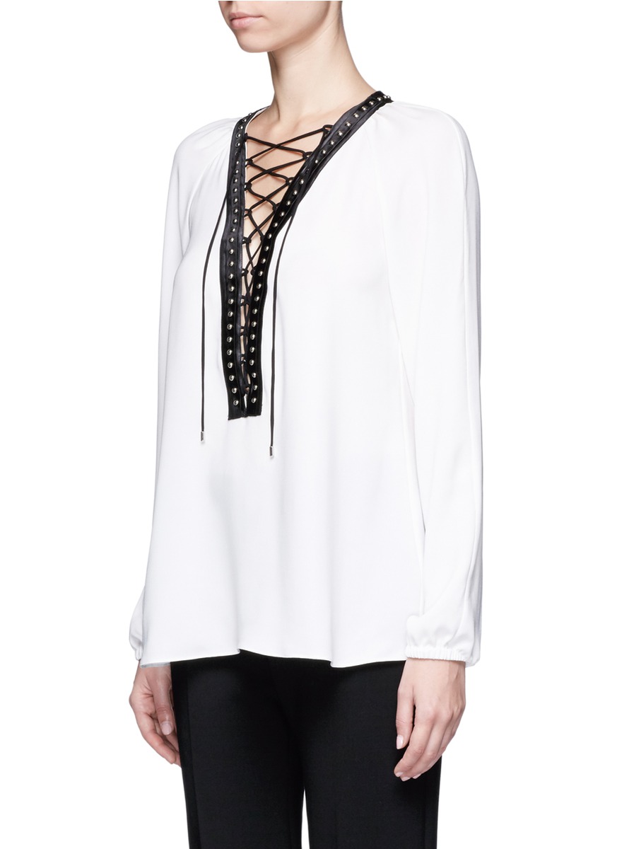 lace up peasant blouse