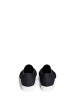Back View -Click To Enlarge Chantilly lace denim skate slip-ons