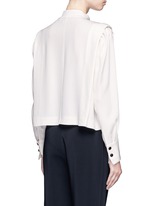 Back View -Click To Enlarge 'Belissa' shoulder button drape crepe top