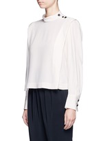 Front View -Click To Enlarge 'Belissa' shoulder button drape crepe top