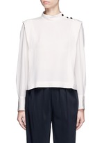 Main View -Click To Enlarge 'Belissa' shoulder button drape crepe top