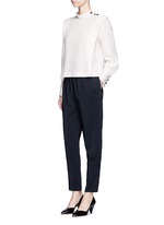 Figure View -Click To Enlarge 'Belissa' shoulder button drape crepe top