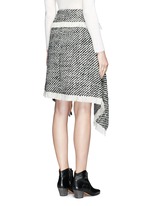 Back View -Click To Enlarge Fringed asymmetric drape wrap tweed skirt