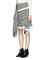 Front View -Click To Enlarge Fringed asymmetric drape wrap tweed skirt