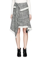 Main View -Click To Enlarge Fringed asymmetric drape wrap tweed skirt