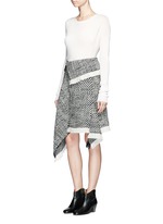 Figure View -Click To Enlarge Fringed asymmetric drape wrap tweed skirt