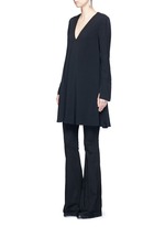 Figure View -Click To Enlarge V-neck crepe flare dress