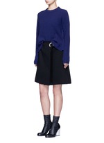 Figure View -Click To Enlarge Frayed crepe belted skirt