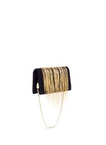 Front View -Click To Enlarge 'Angel Hair' fringe suede chain clutch