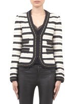 St. John&nbsp;Striped wool-blend knitted jacket