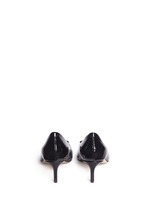 Back View -Click To Enlarge Enamel plaque patent leather pumps