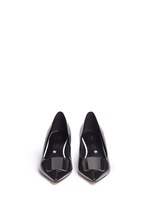 Front View -Click To Enlarge Enamel plaque patent leather pumps
