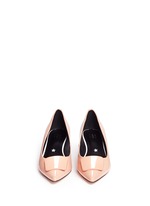 Front View -Click To Enlarge Enamel plaque patent leather pumps