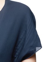Detail View -Click To Enlarge Pintuck stitch silk split neck blouse