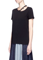 Front View -Click To Enlarge 'Falabella' chain cutout shoulder classic T-shirt