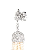 Detail View -Click To Enlarge Freshwater pearl Cubic zirconia tassel earrings