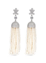 Main View -Click To Enlarge Freshwater pearl Cubic zirconia tassel earrings