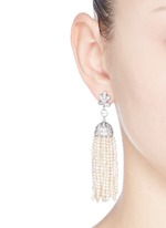Figure View -Click To Enlarge Freshwater pearl Cubic zirconia tassel earrings