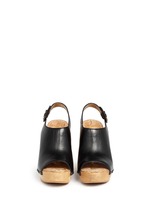 Front View -Click To Enlarge 'Camilla' wooden wedge leather slingback sandals