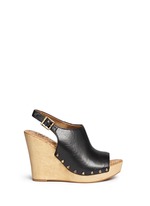 Main View -Click To Enlarge 'Camilla' wooden wedge leather slingback sandals