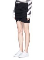 Front View -Click To Enlarge Shirred cotton jersey wrap mini skirt