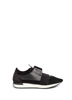 Main View -Click To Enlarge 'Race Runners' leather neoprene sneakers
