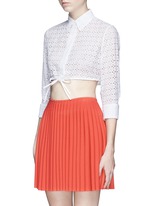Front View -Click To Enlarge Broderie anglaise drawstring hem cropped shirt