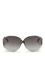 Main View -Click To Enlarge 'Large Fine Oval' stripe acetate oversize sunglasses