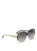 Figure View -Click To Enlarge 'Large Fine Oval' stripe acetate oversize sunglasses