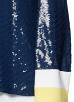 Detail View -Click To Enlarge Stripe cady cuff sequin crepe top