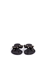 Front View -Click To Enlarge 'Rockstud' bow flat jelly sandals
