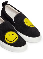 Detail View -Click To Enlarge 'Smile' patch felt skate slip-ons