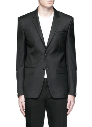Main View - Click To Enlarge Main View - Click To Enlarge - Givenchy - Zip cuff wool blend twill blazer