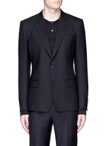 Main View -Click To Enlarge Slim fit bee embroidery wool tuxedo blazer