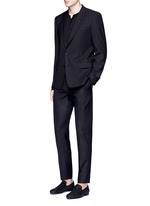 Figure View -Click To Enlarge Slim fit bee embroidery wool tuxedo blazer