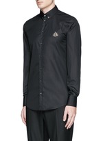 Front View -Click To Enlarge 'Gold' slim fit bee embroidery cotton shirt