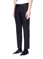 Front View -Click To Enlarge Slim fit pleated cotton pants