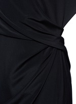 Detail View -Click To Enlarge Ruche one-sleeve lace insert silk gown