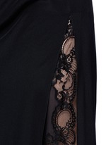 Detail View -Click To Enlarge Ruche one-sleeve lace insert silk gown