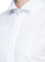 Detail View -Click To Enlarge Slim fit wingtip collar cotton piqué tuxedo shirt