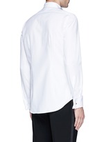 Back View -Click To Enlarge Slim fit wingtip collar cotton piqué tuxedo shirt