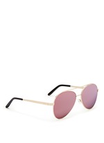 Figure View -Click To Enlarge 'Chiara' flat mirror lens metal aviator sunglasses