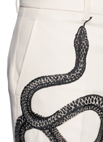 Detail View -Click To Enlarge Crochet trim embroidered flared cady pants